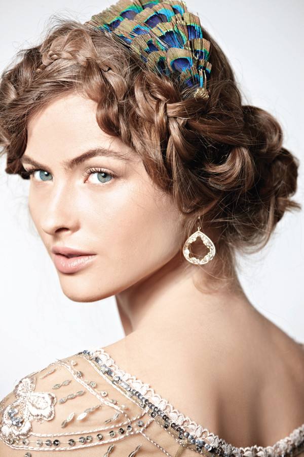 Bride hairstyle ;half up half down;for long hair;front view;medium length;with veil;down curls;wedding ideas